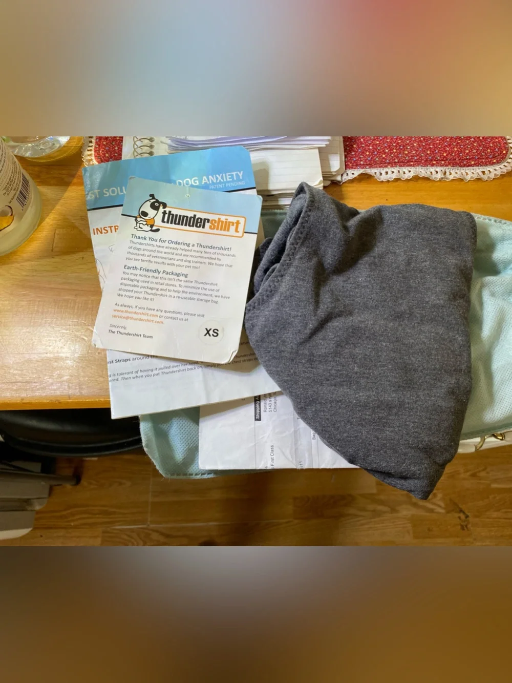 Thundershirt with bag and all info papers